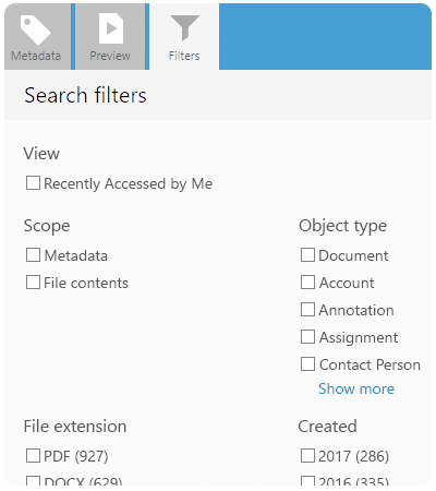 M-Files screenshot filter